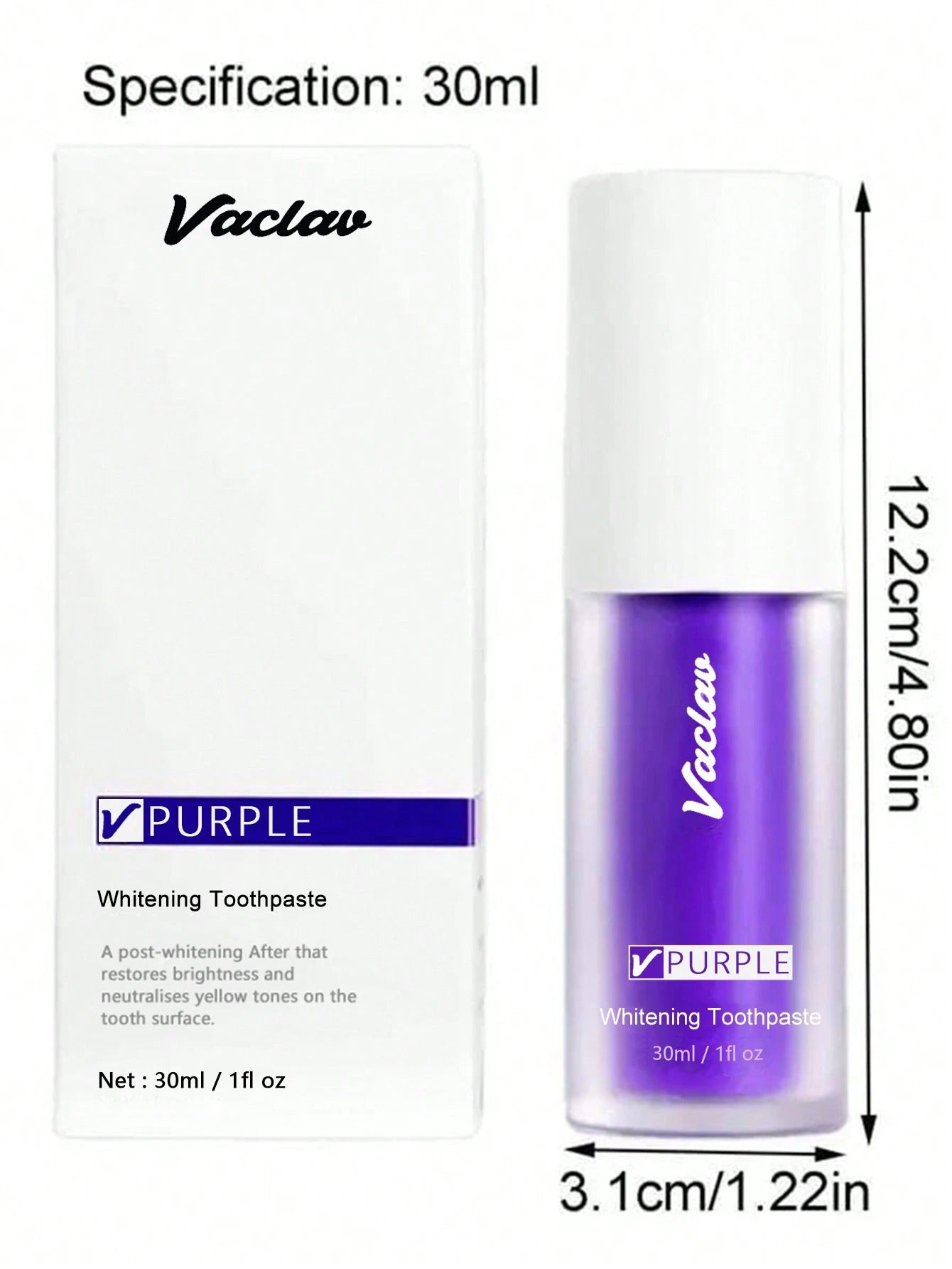 Vaclav معجون أسنان بنفسجي لتبييض وتلميع الأسنان