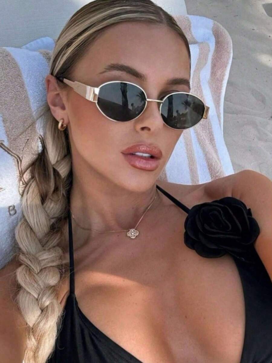 SHEIN نظارات بيضاوية بإطار معدني أنيق – 1 أو 2 قطعة