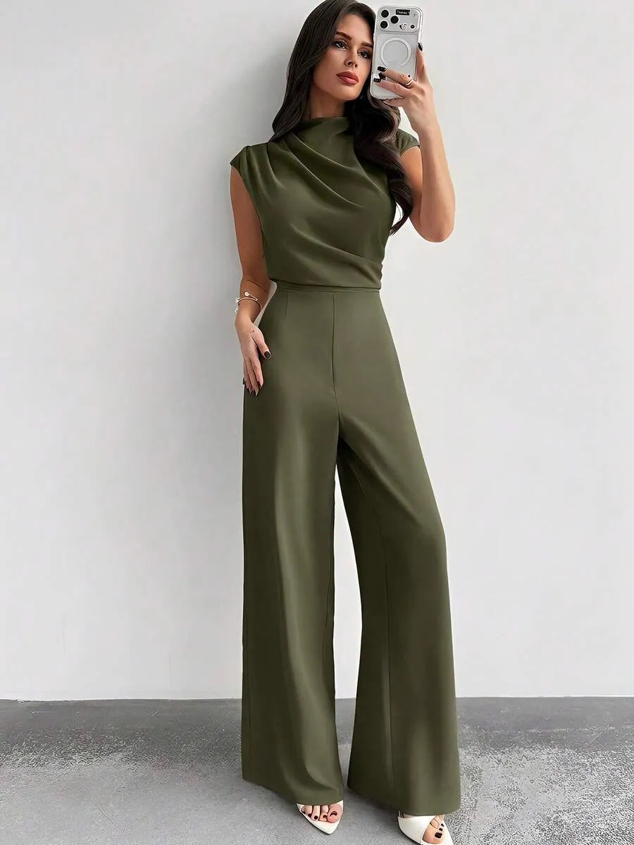 SHEIN Firerie جمبسوت نسائي كاجوال بأكمام قصيرة وبنطال واسع من