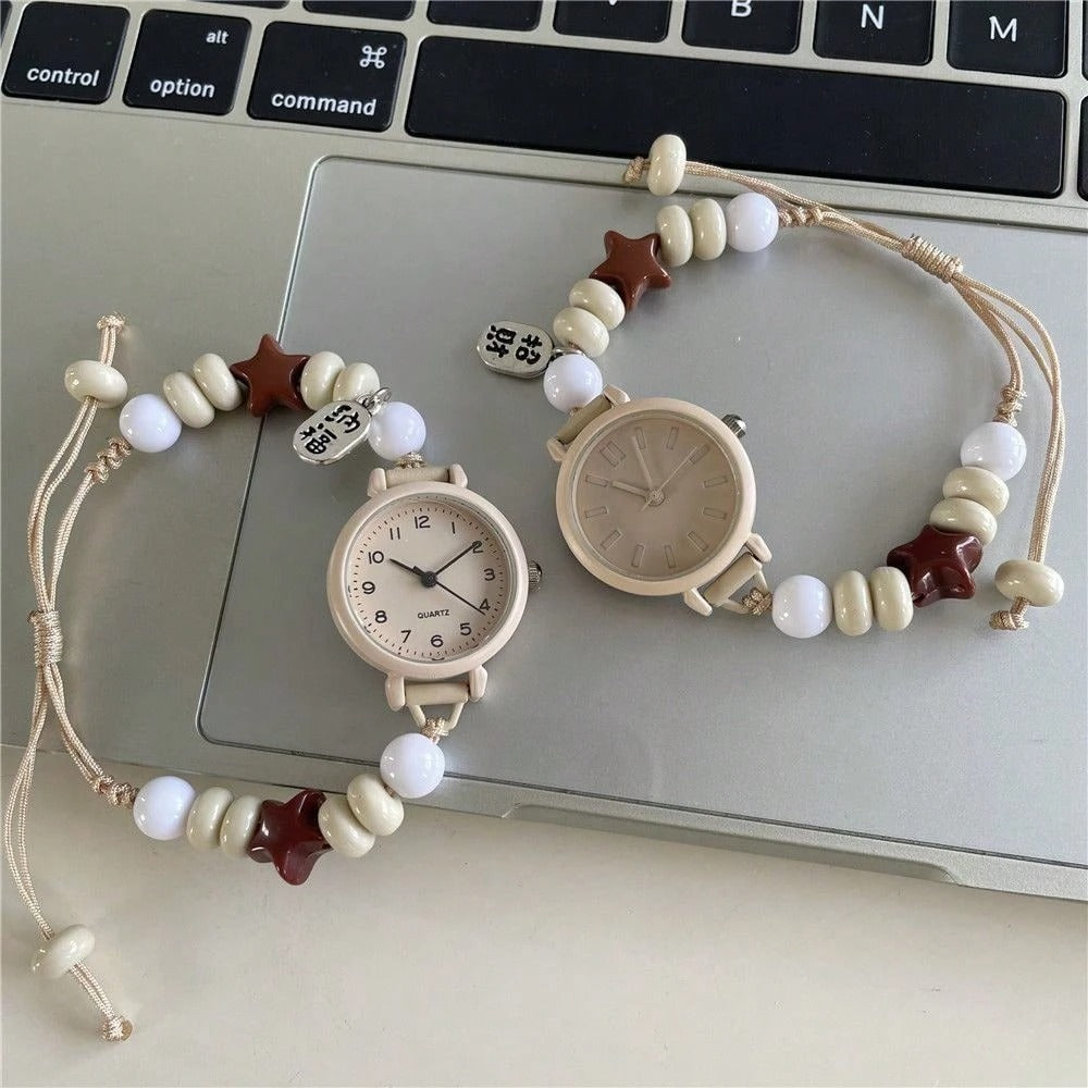 SHEIN ساعة نسائية كوارتز بسيطة بقرص صغير وسوار مخرز