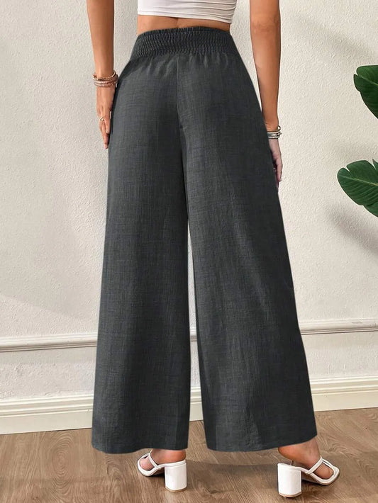 SHEIN Siren Gaze بنطلون نسائي واسع الساق بخصر عالٍ