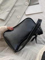 SHEIN حقيبة كتف صغيرة بلون أسود جلد كاجوال بسحاب