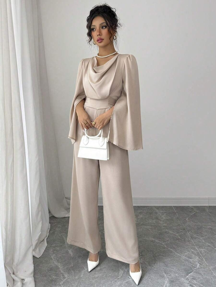 SHEIN Elenzga بدلة نسائية أنيقة بلون بيج