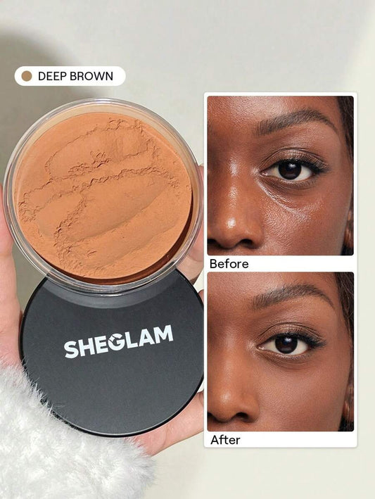 SHEGLAM Deep Brown بودرة سائبة خفيفة تمنع اللمعان الزائد وتنعم الخطوط الدقيقة