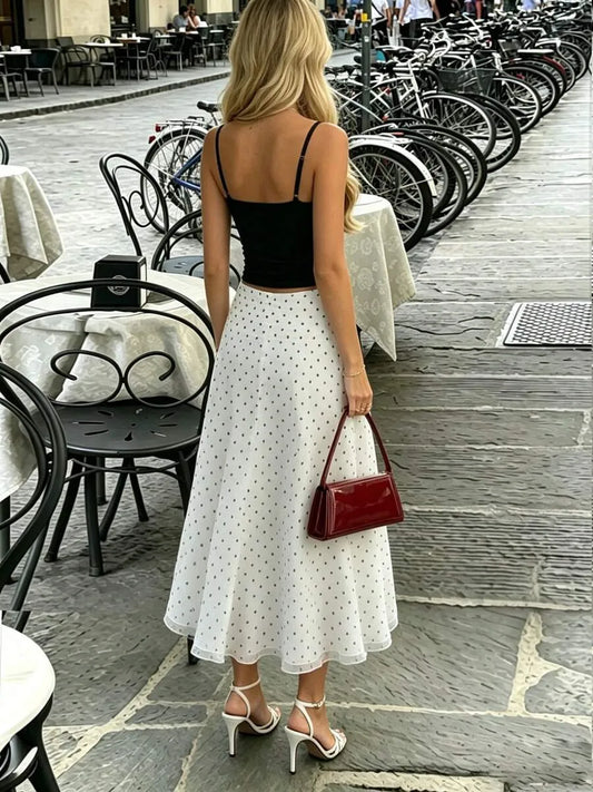 SHEIN تنورة صيفية أنيقة بطبعة النقاط
