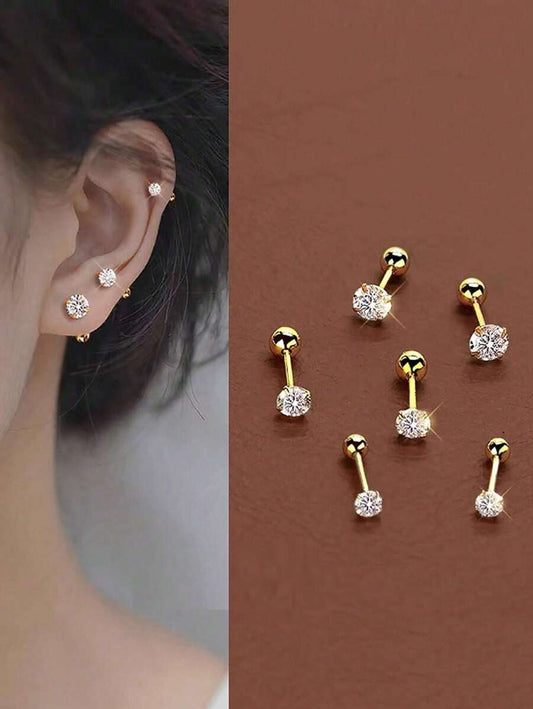 SHEIN طقم 6 قطع أقراط مزين بالفصوص