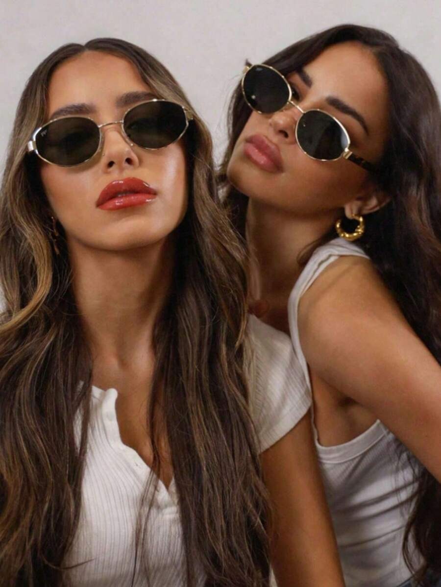 SHEIN نظارات بيضاوية بإطار معدني أنيق – 1 أو 2 قطعة