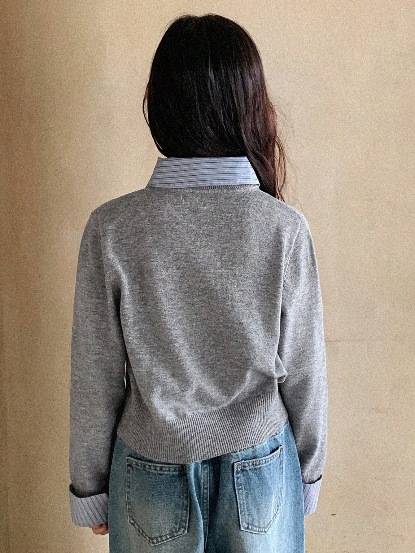 SHEIN كارديجان مخطط للفتيات المراهقات تصميم بسيط وعصري