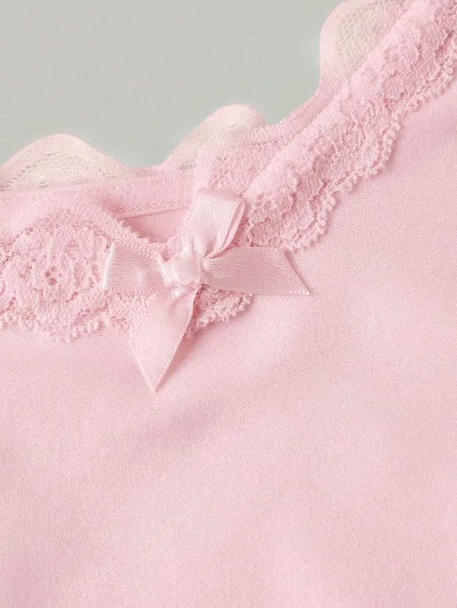SHEIN MOD طقم 3 توبات نسائية كامي قصيرة بحمالات رفيعة وتفاصيل دانتيل متعدد الألوان