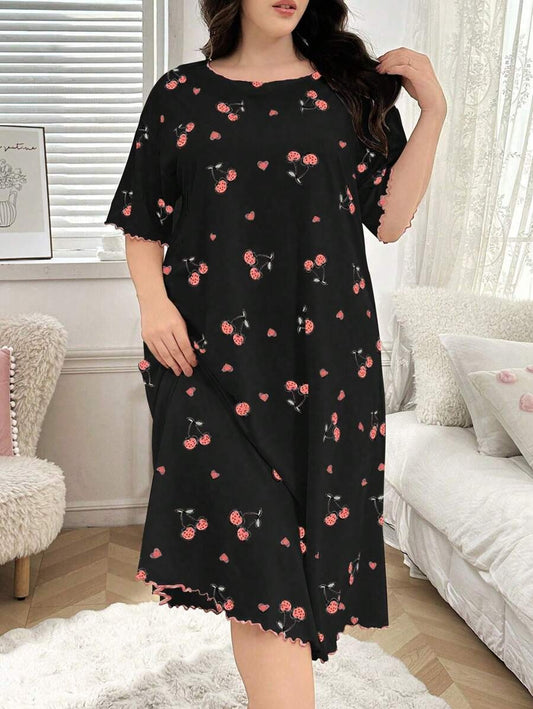 SHEIN قميص نوم بطبعة كرز وألوان مبهجة