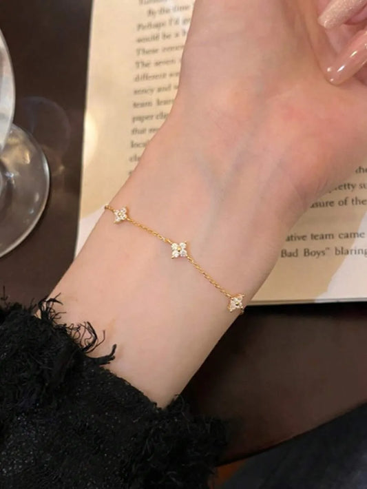 SHEIN سوار نحاس مطلي بالذهب 18 قيراط زركونيا مكعبة قطعة واحدة