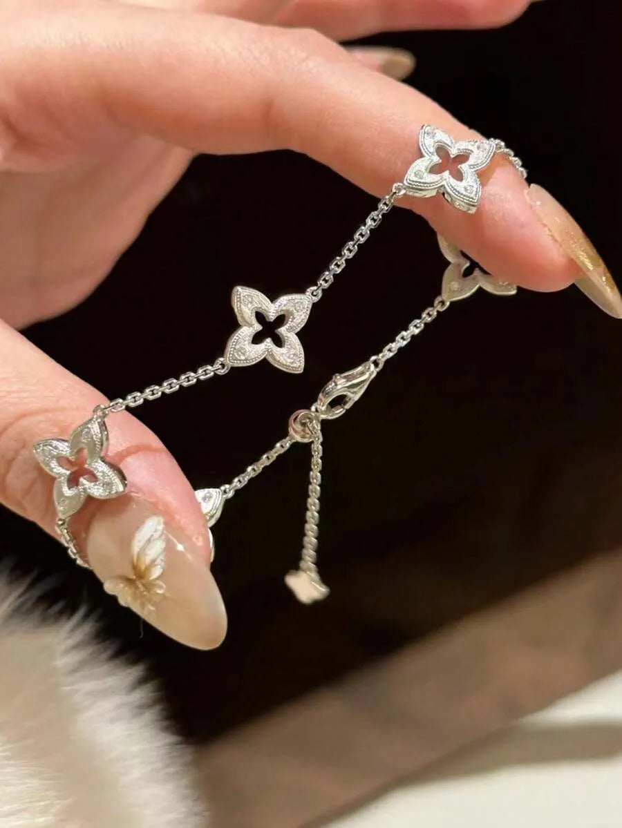 SHEIN سوار سلسلة ميلان فولاذ مقاوم للصدأ بمشبك فاخر