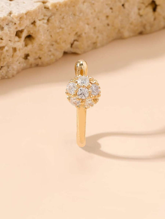 SHEIN مشبك أنف بزخرفة فراشة وحجر الراين بلون ذهبي أصفر