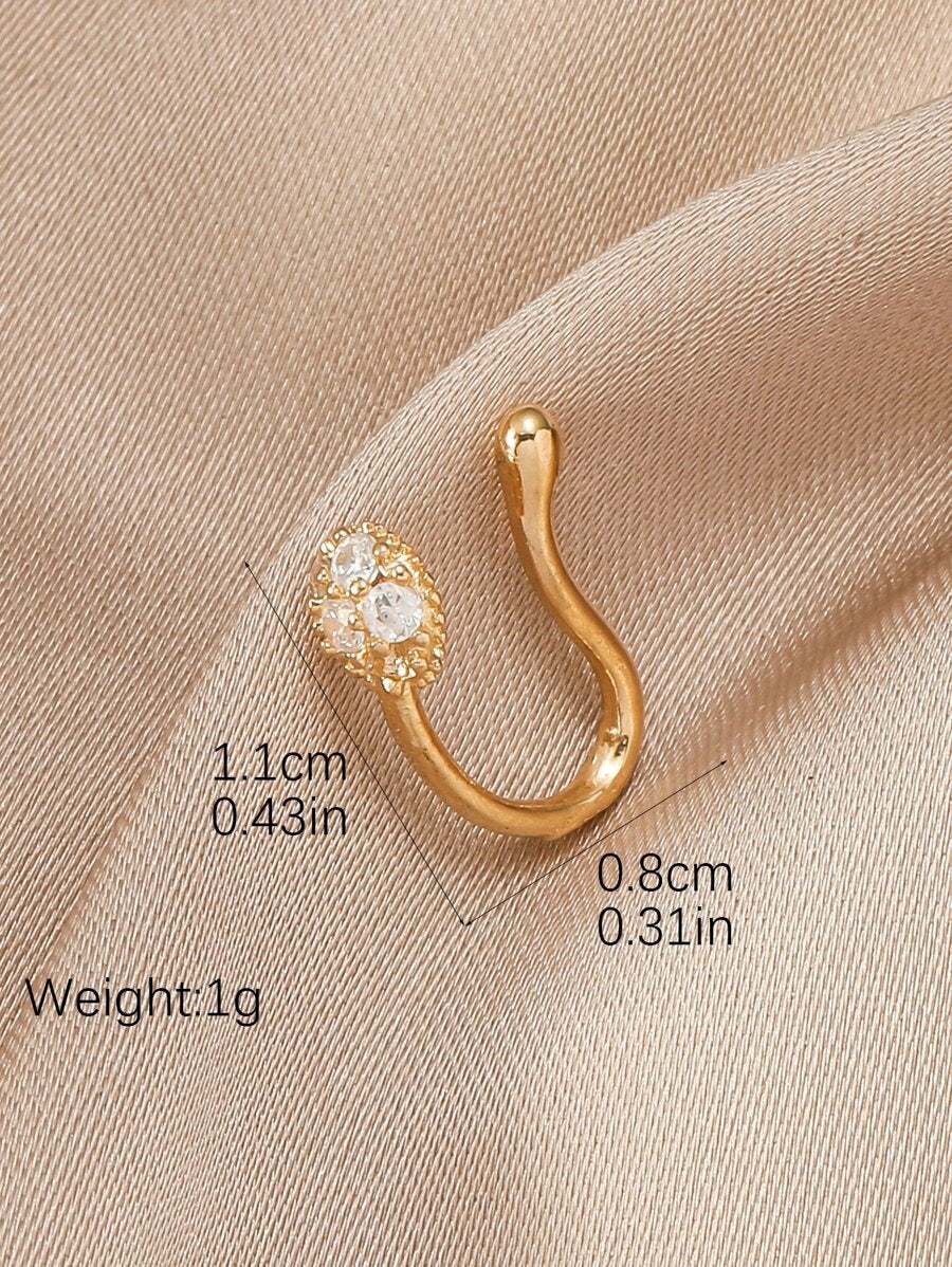 SHEIN مشبك أنف بزخرفة فراشة وحجر الراين بلون ذهبي أصفر