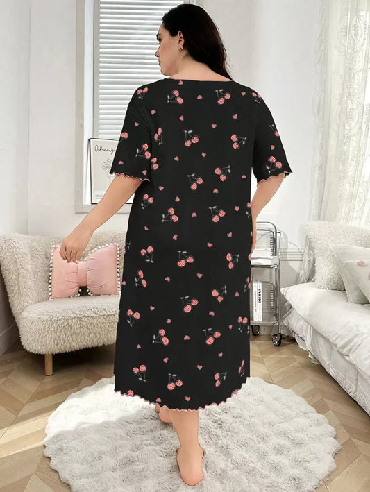 SHEIN قميص نوم بطبعة كرز وألوان مبهجة