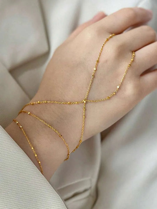 SHEIN سوار سلسلة متصل بالإصبع مطلي بالذهب عيار 18 قطعة واحدة