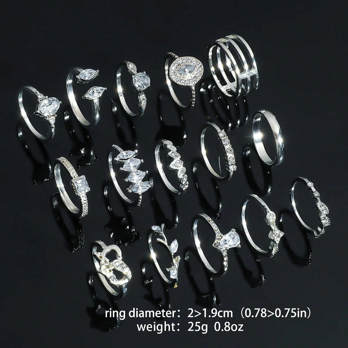 SHEIN مجموعة 15-16 خواتم أنيقة متعددة العناصر