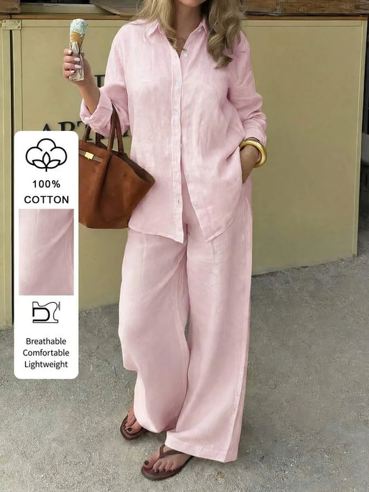 SHEIN PoPoHouse  طقم نسائي مريح من قطعتين للخريف والجامعة