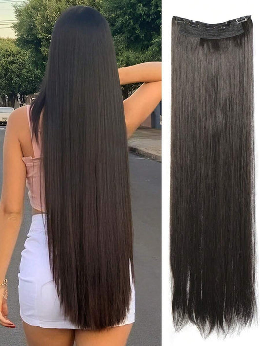 SHEIN وصلة شعر بمشبك بلون أسود بني ناعم وطبيعي