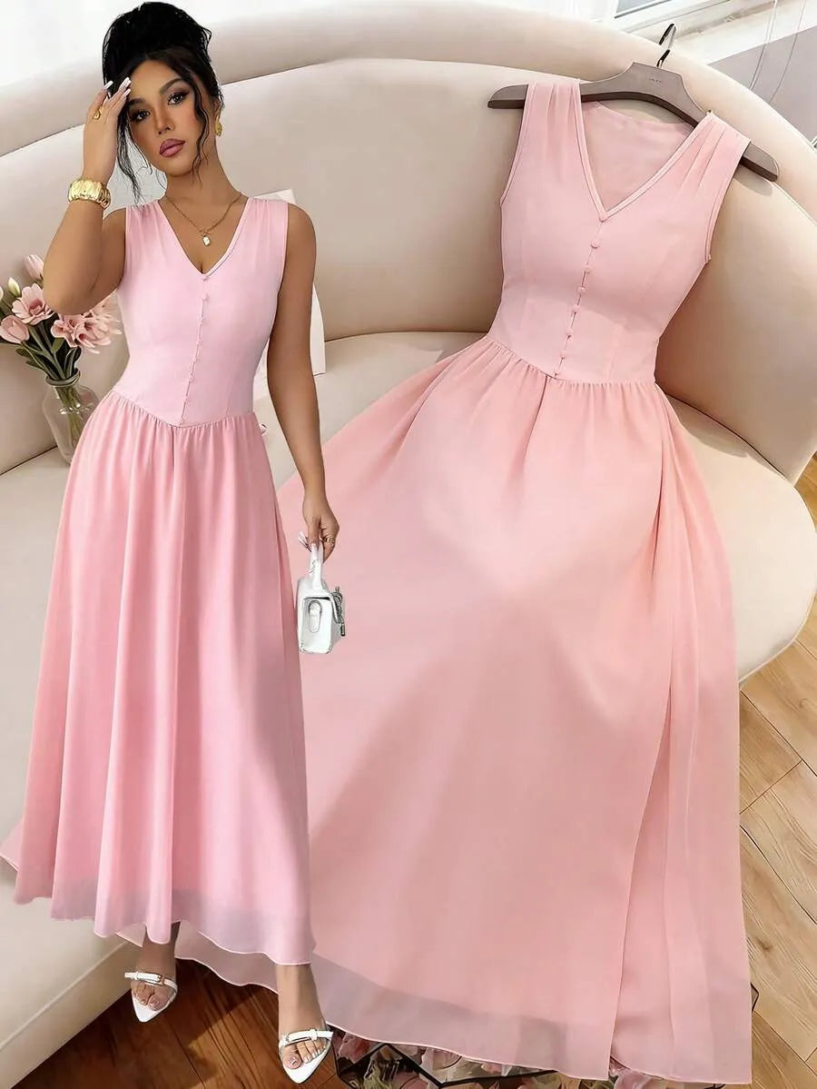 SHEIN Selianne فستان طويل أنيق مطوي