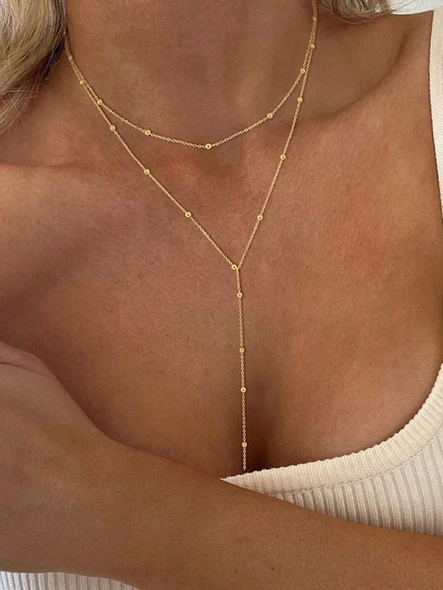 SHEIN  Yقلادة معدنية بطبقتين علي شكل