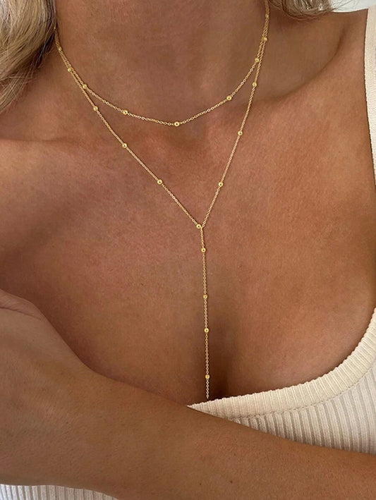 SHEIN  Yقلادة معدنية بطبقتين علي شكل