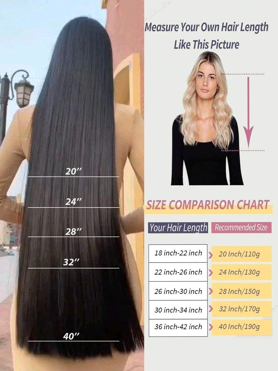 SHEIN وصلة شعر بمشبك بلون أسود بني ناعم وطبيعي