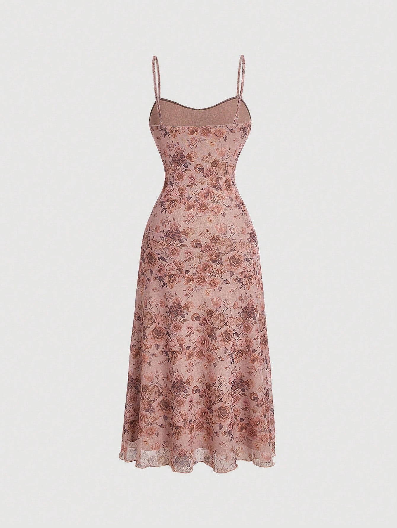 SHEIN MOD فستان ميدي مطبوع بالورود مكشوف الكتف