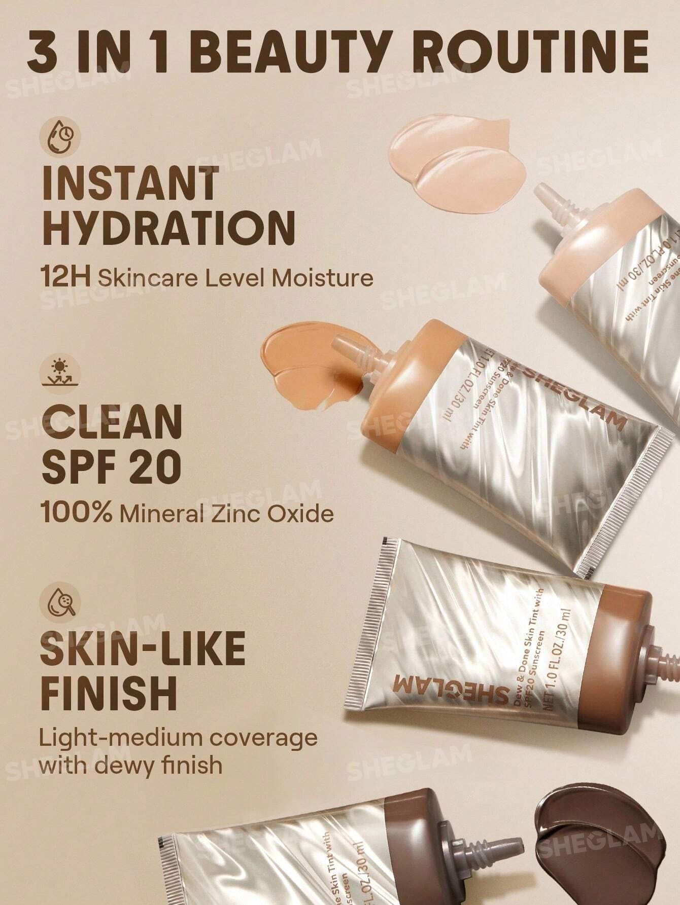 SHEGLAM Dew & Done SPF20 Linen ملون خفيف للبشرة