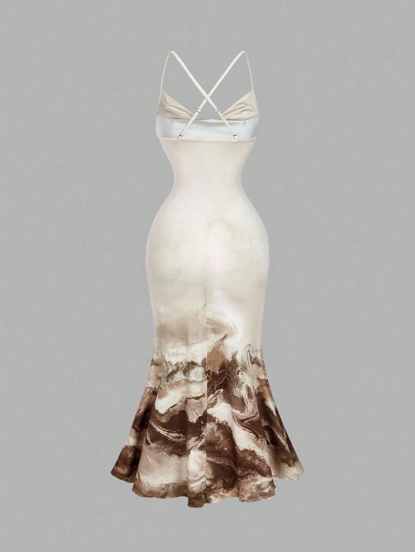 SHEIN MOD تنورة ضيقة ذيل سمكة بصبغة ربطة عنق ورقبة عميقة