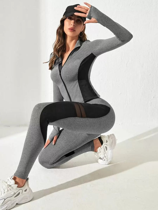 SHEIN طقم رياضي رمادي من قطعتين