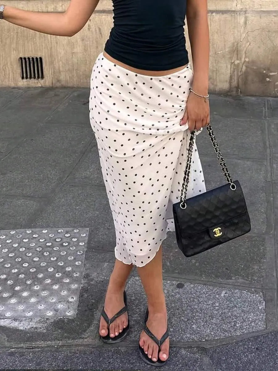 SHEIN تنورة صيفية أنيقة بطبعة النقاط