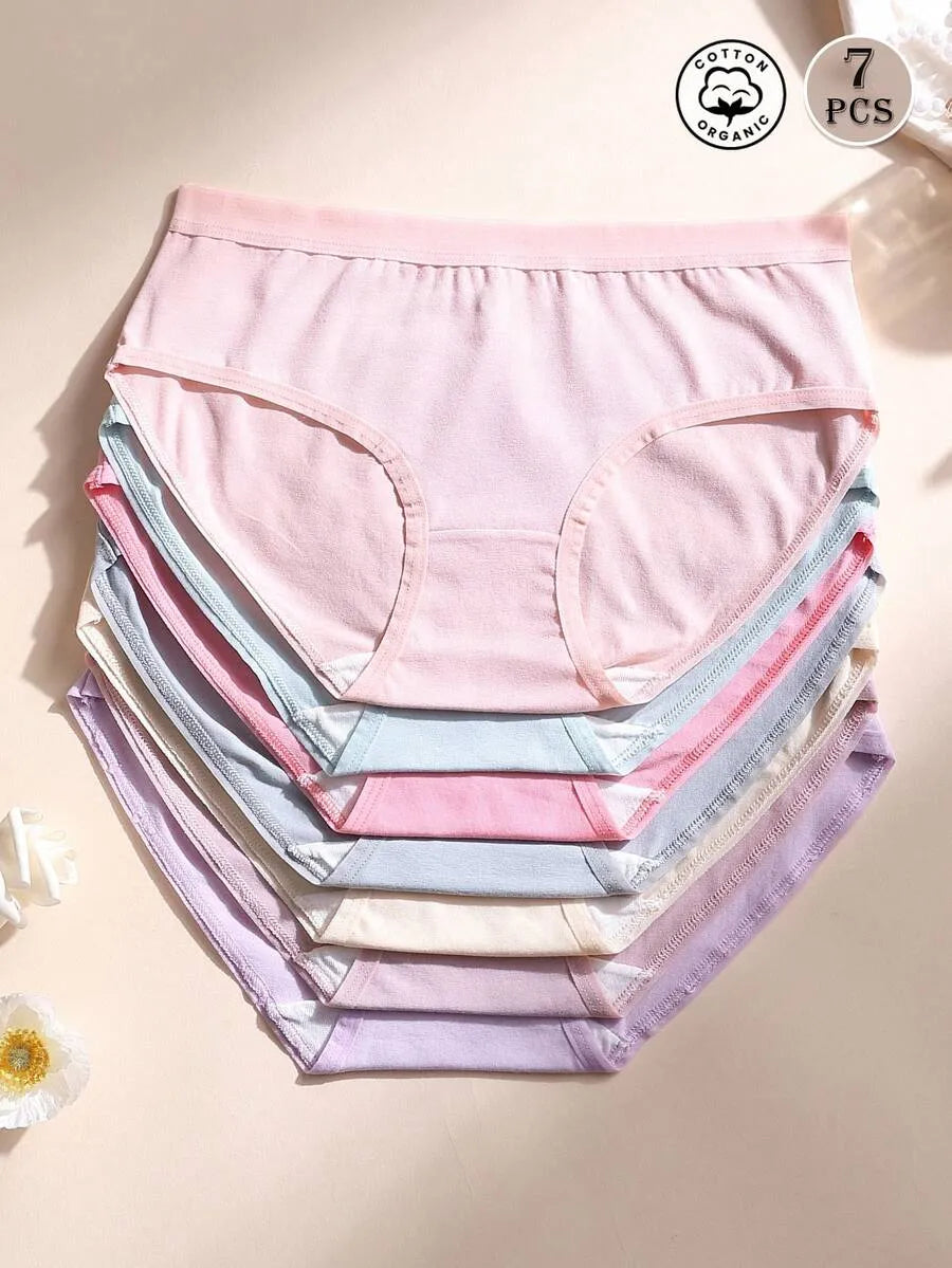 SHEIN Aesletic سراويل داخلية نسائية من 7 قطع بدون غرز من القطن ومتعدد الألوان