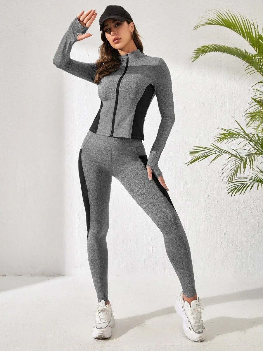 SHEIN طقم رياضي رمادي من قطعتين