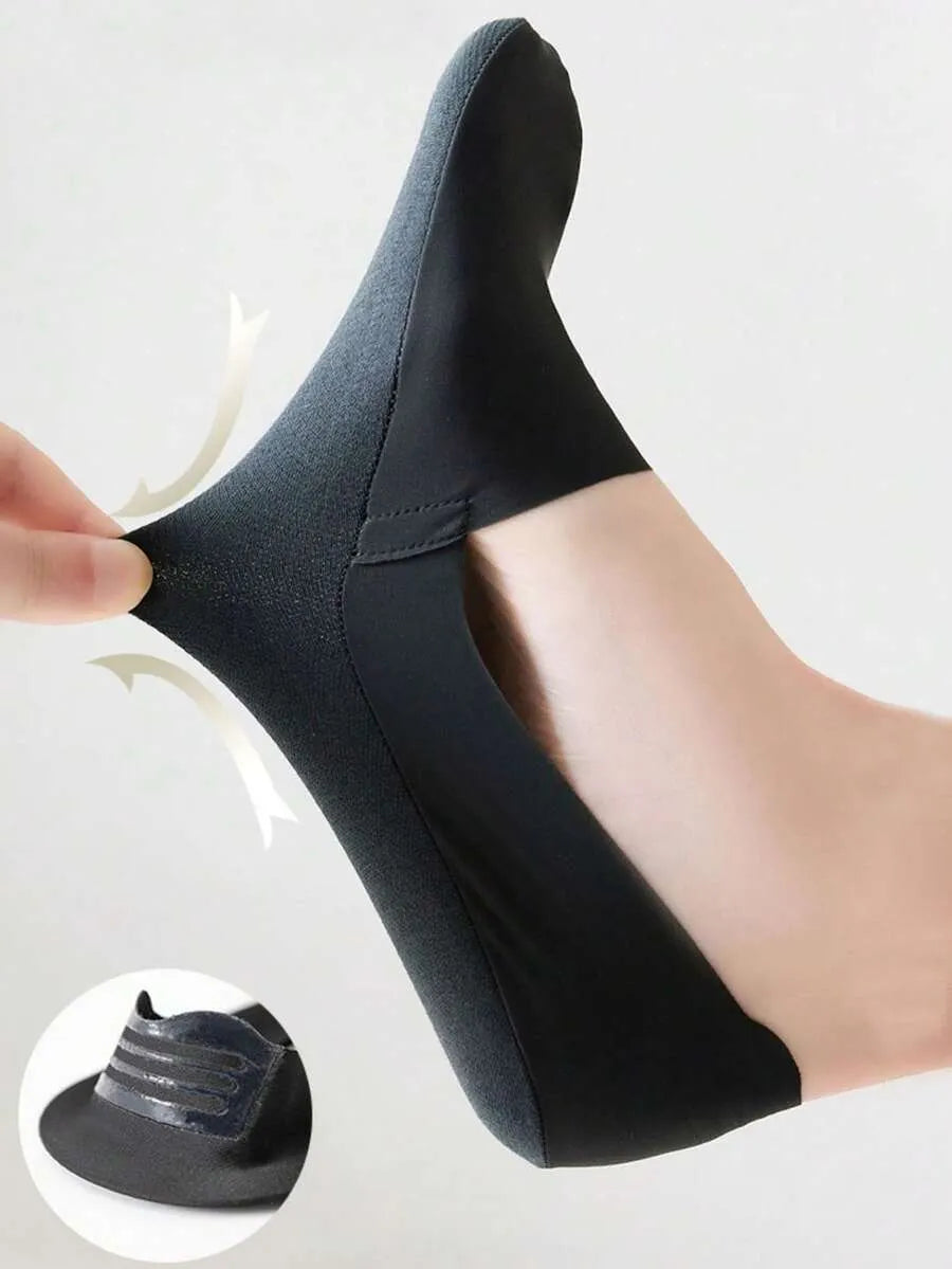 SHEIN جوارب نسائية غير مرئية بكعب جل مانع للانزلاق ومتعدد الألوان