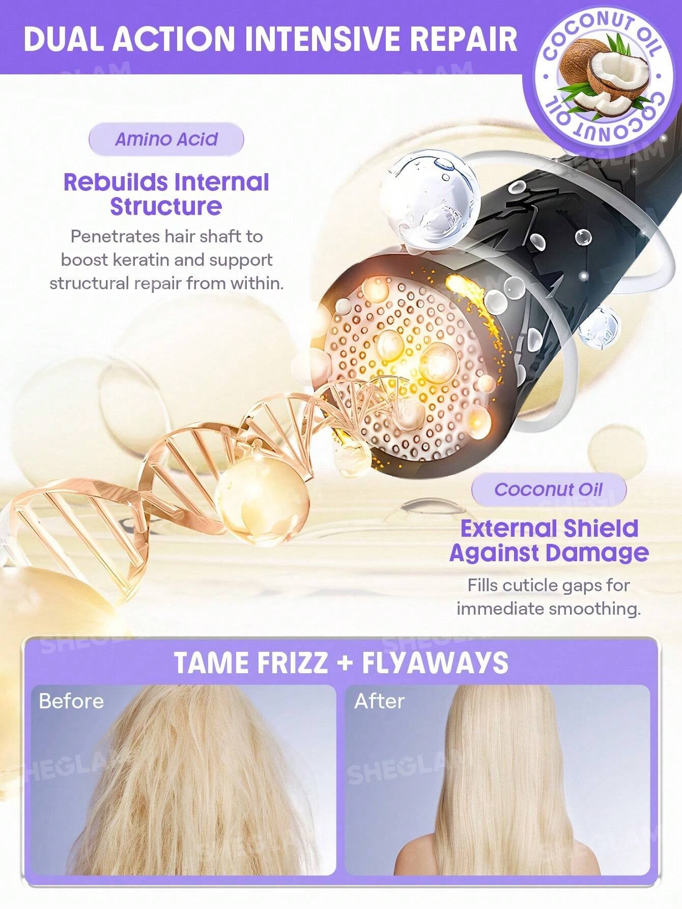 SHEIN SHEGLAM HAIR كريم يترك على الشعر ضد التجعد 70 جم