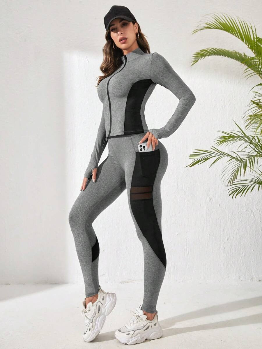 SHEIN طقم رياضي رمادي من قطعتين