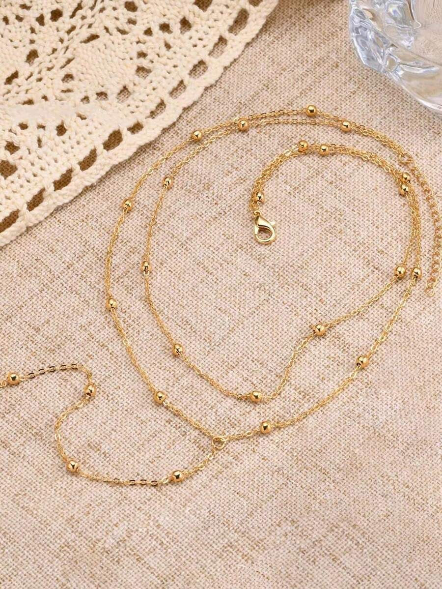 SHEIN  Yقلادة معدنية بطبقتين علي شكل