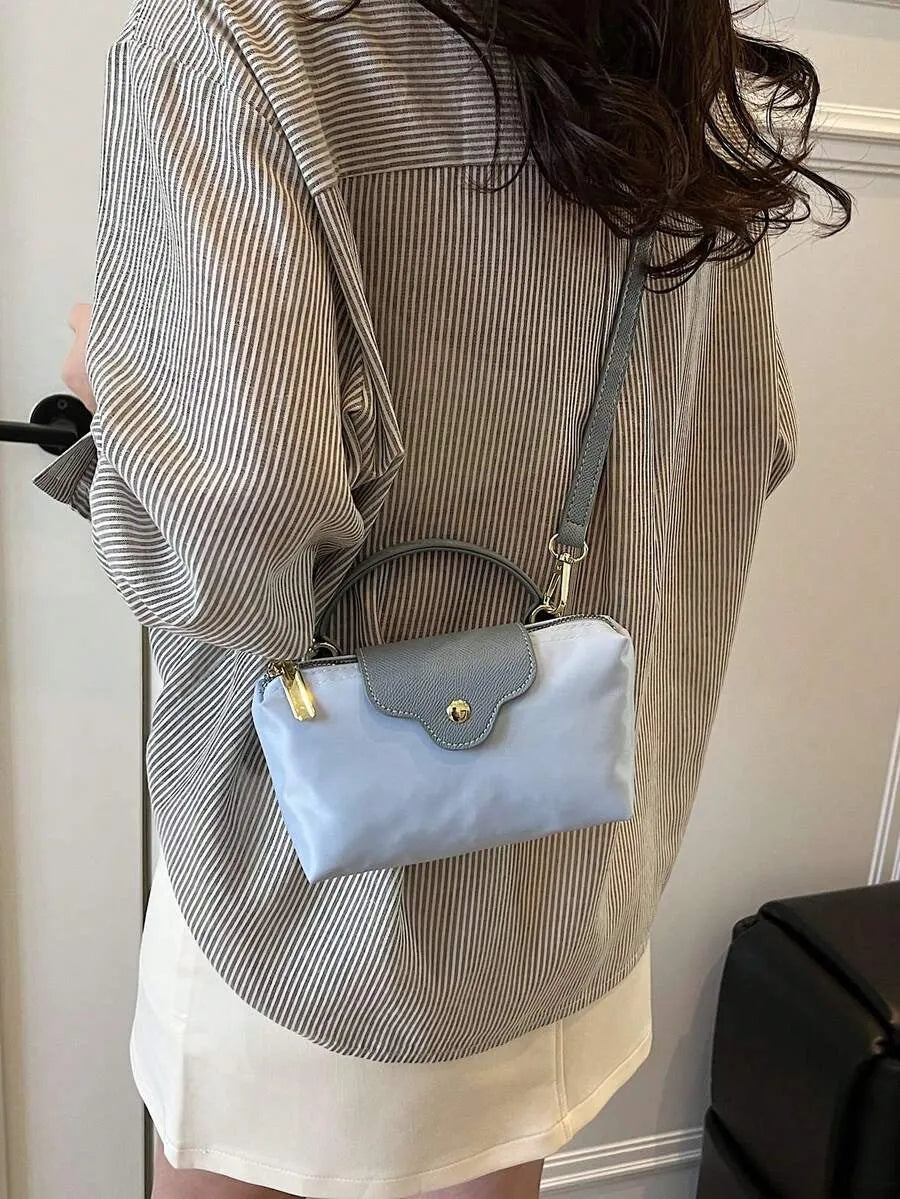 SHEIN حقيبة يد وكتف مربعة من النايلون بتصميم كتلة اللون