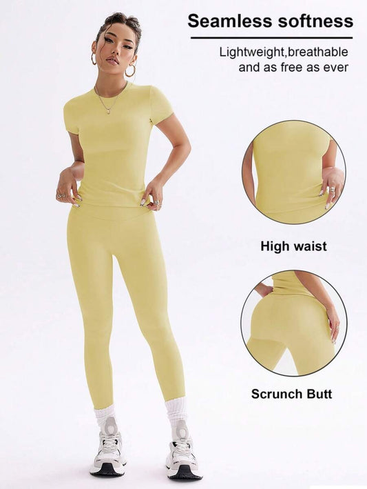 SHEIN Sylvan Green   طقم رياضي نسائي من قطعتين بلون