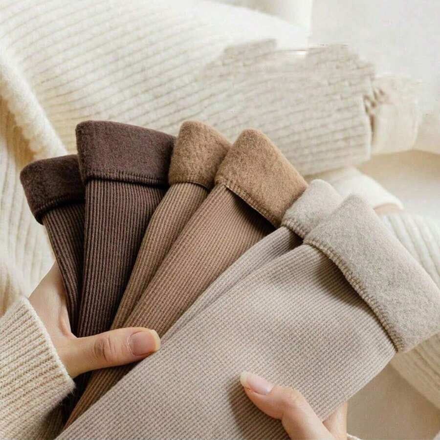 SHEIN جوارب شتوية نسائية 5 أزواج سميكة ومبطنة
