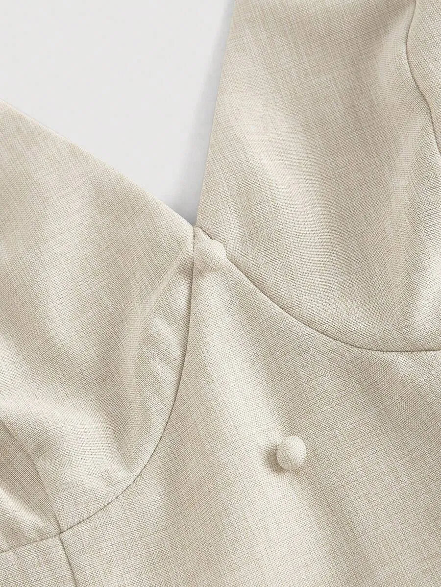 SHEIN MOD بدلة قفز بياقة على شكل حرف V عميق
