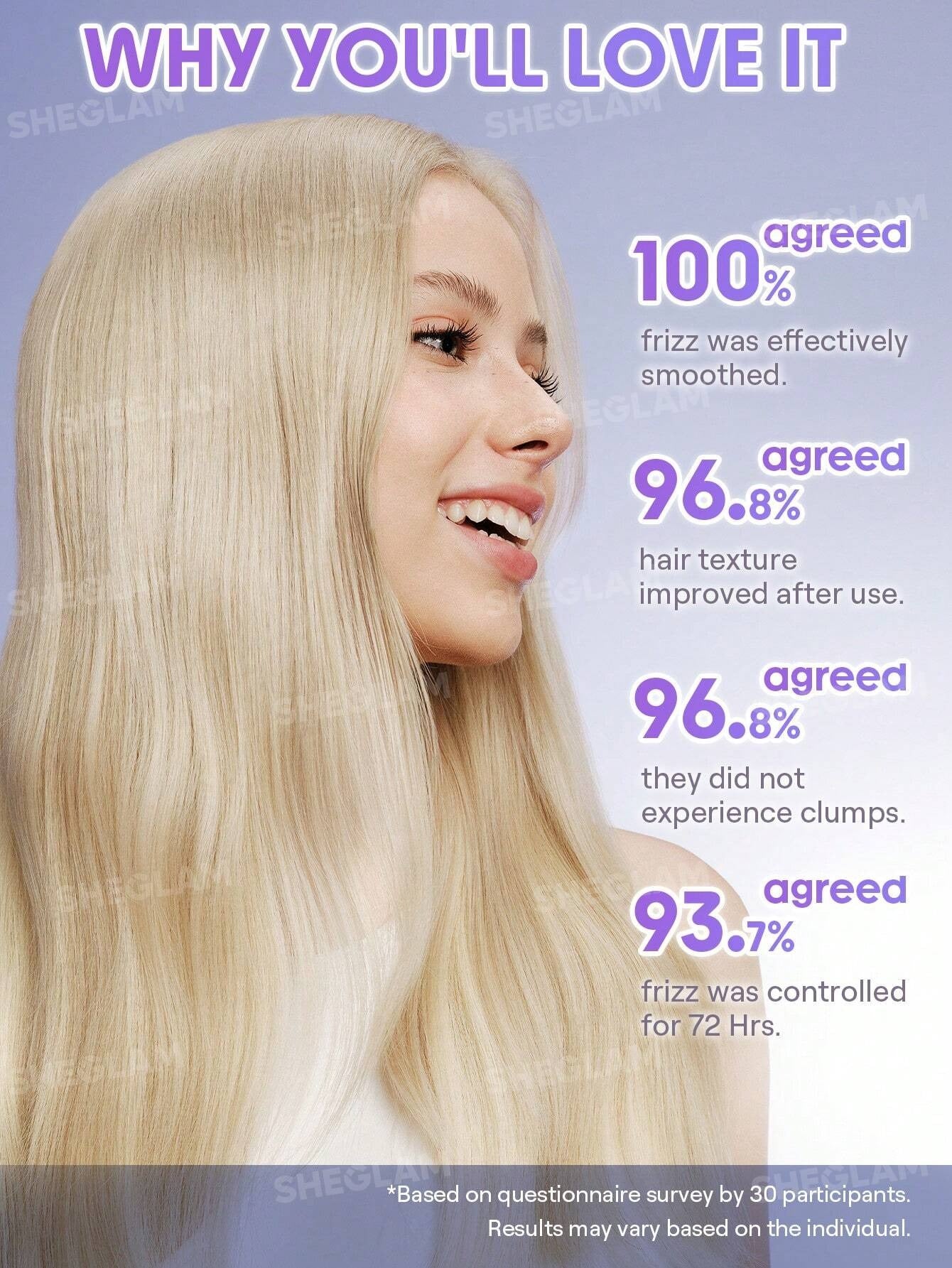 SHEIN SHEGLAM HAIR كريم يترك على الشعر ضد التجعد 70 جم