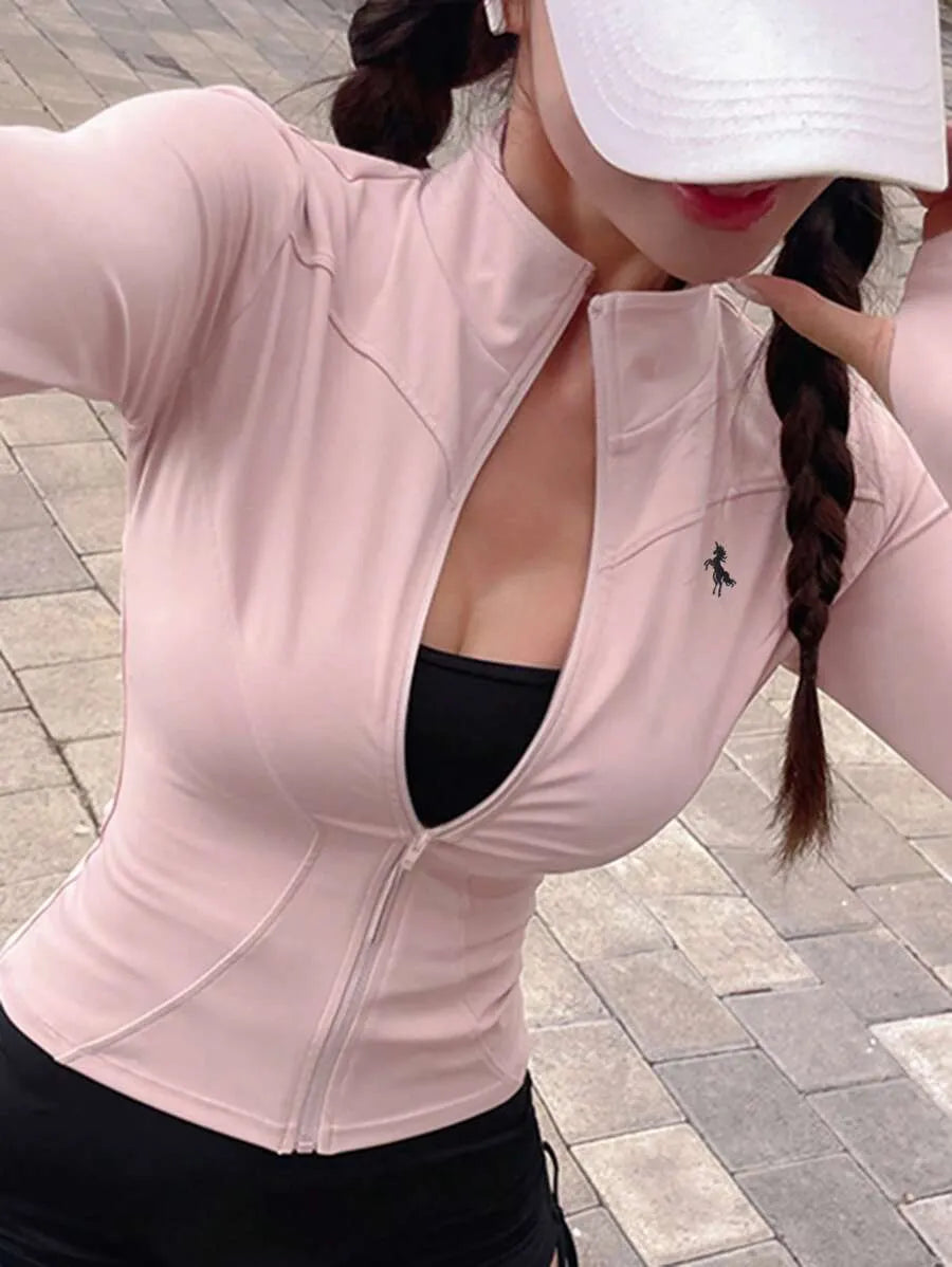 SHEIN DAZY جاكيت نسائي بأكمام طويلة وياقة عالية
