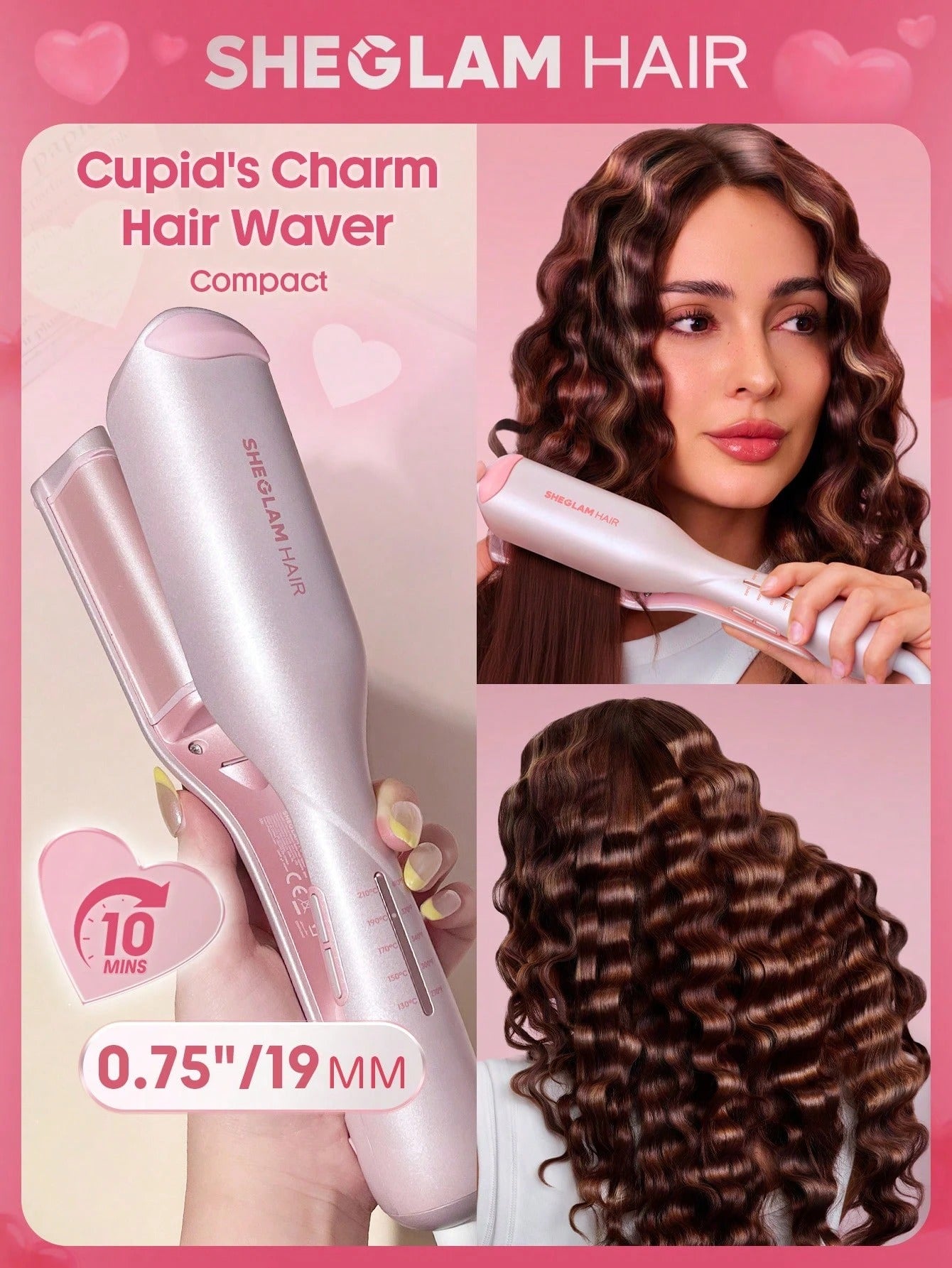 SHEGLAM HAIR جهاز تمويج أيوني 19 مم