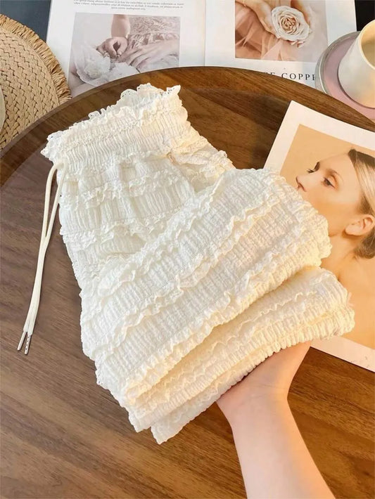 SHEIN GlowEve بنطلون بلون مشمشي طويل واسع الساق بخصر طبيعي
