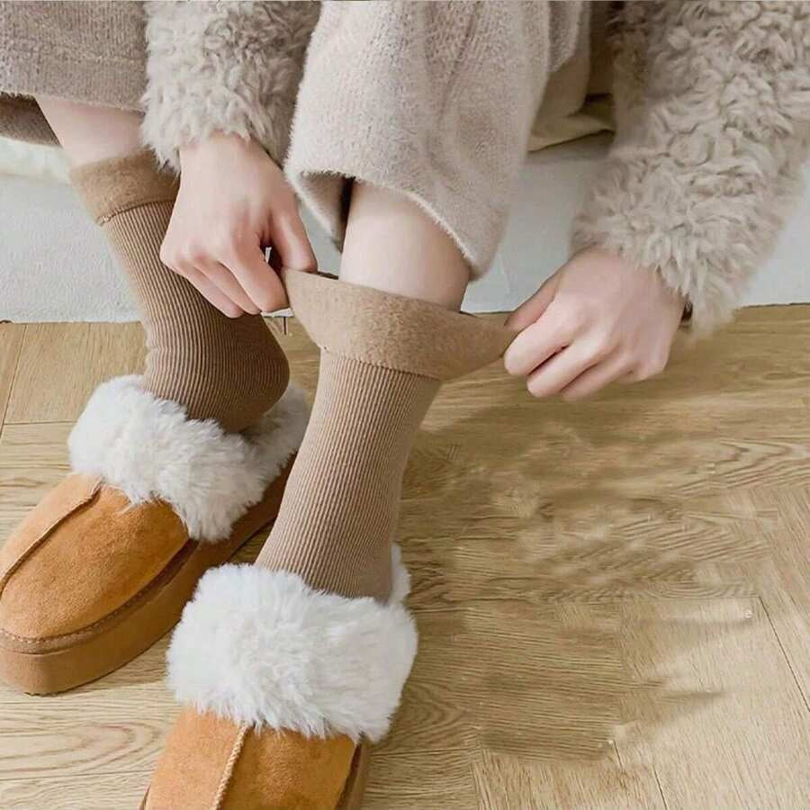 SHEIN جوارب شتوية نسائية 5 أزواج سميكة ومبطنة