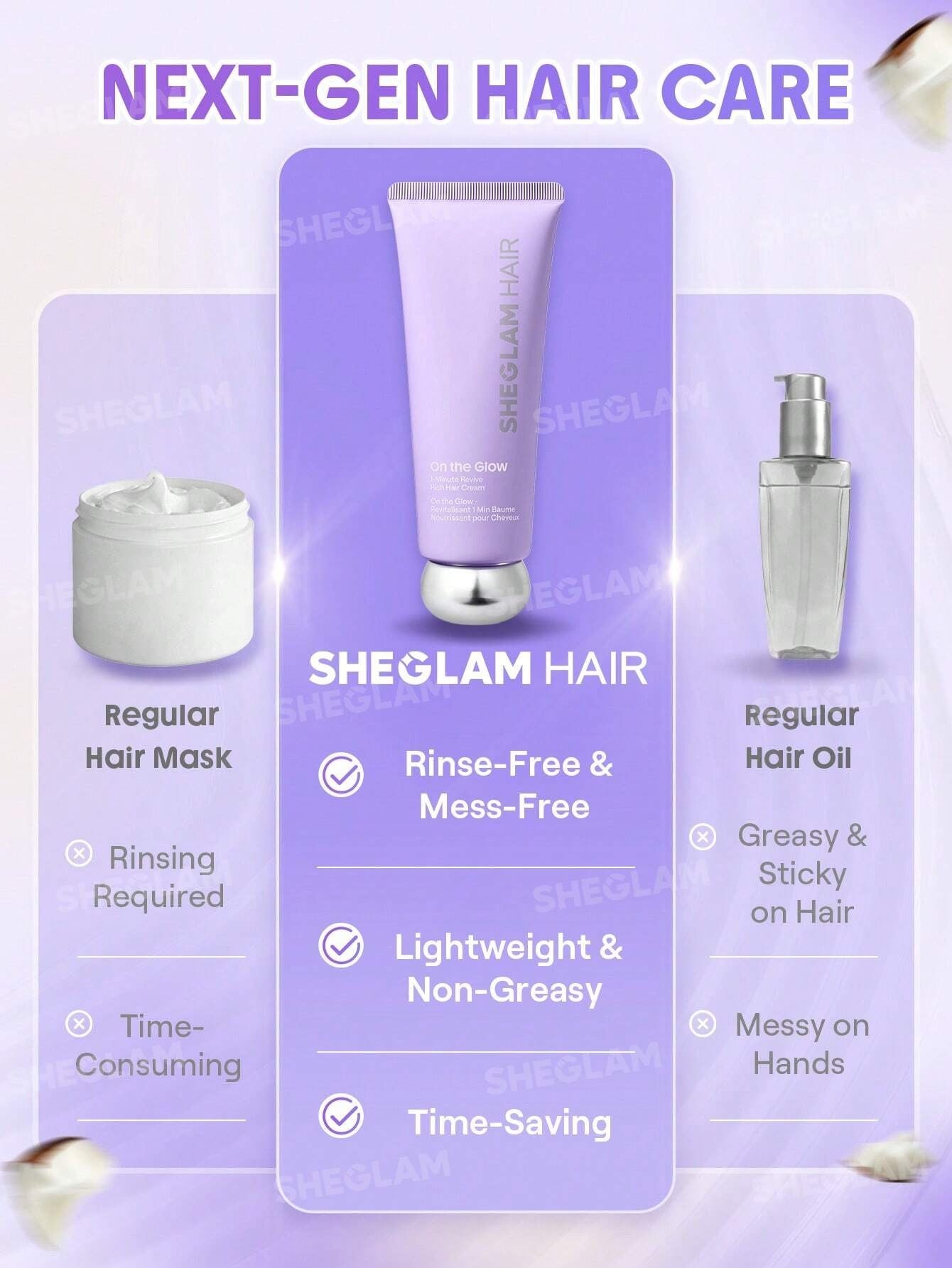 SHEIN SHEGLAM HAIR كريم يترك على الشعر ضد التجعد 70 جم