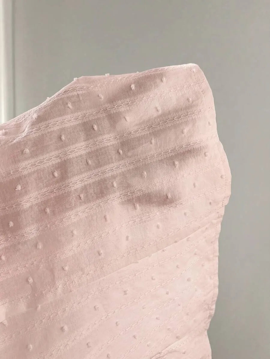 SHEIN Flirla بلوزة مطرزة بنقشة جاكارد بأكمام قصيرة وتضيق الخصر