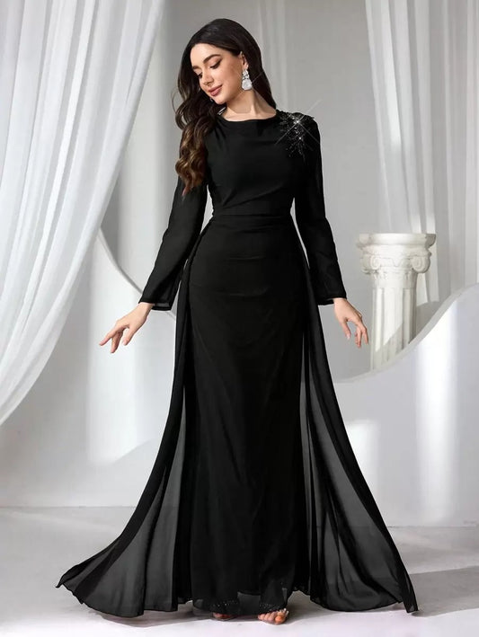 SHEIN Coutiva فستان ماكسي أنيق بلون أسود